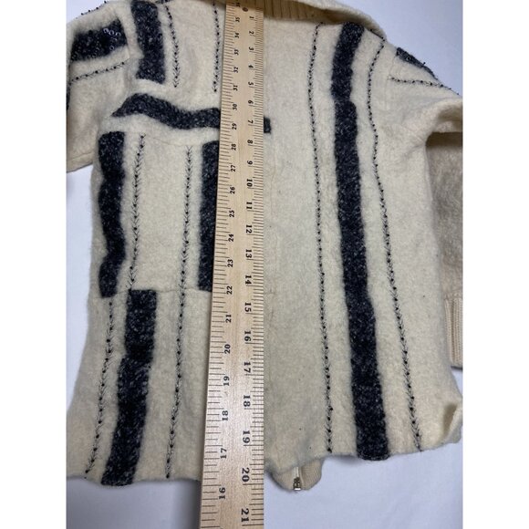 Susan Bristol 100% Wool Blend Hand Embroidered Sequin Zip-Up Cardigan Sweater Gi - Picture 8 of 10